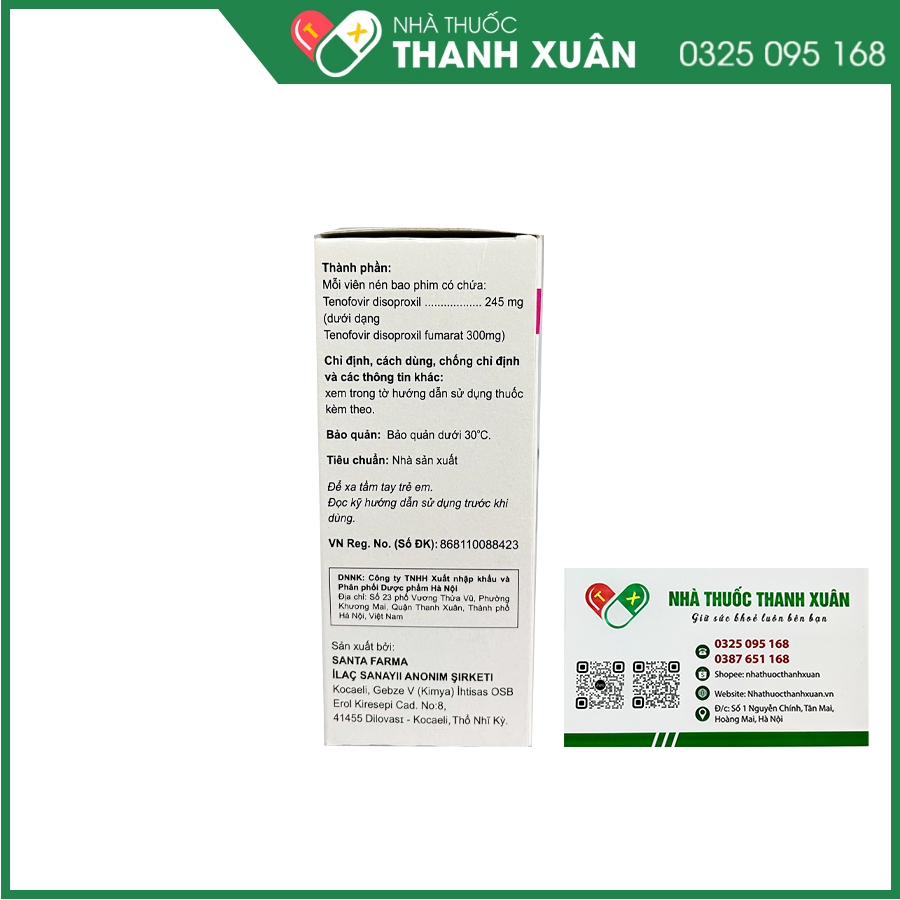 Evasif thuốc điều trị viêm gan B hoặc phối hợp điều trị nhiễm HIV-1 ở người trưởng thành